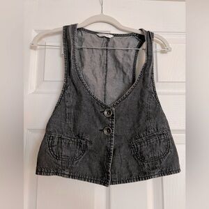 Promod Dark blue grey Denim Vest with Button Closure